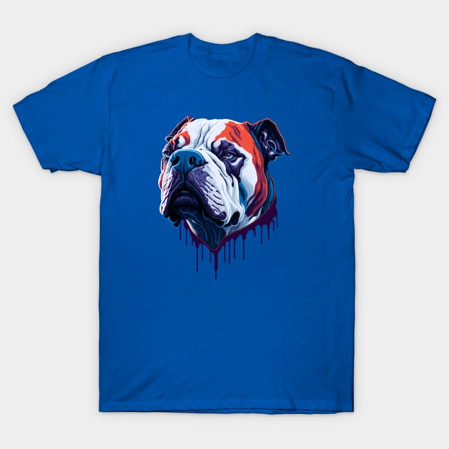 American Bulldog Ink Driiping T-Shirt by Juka